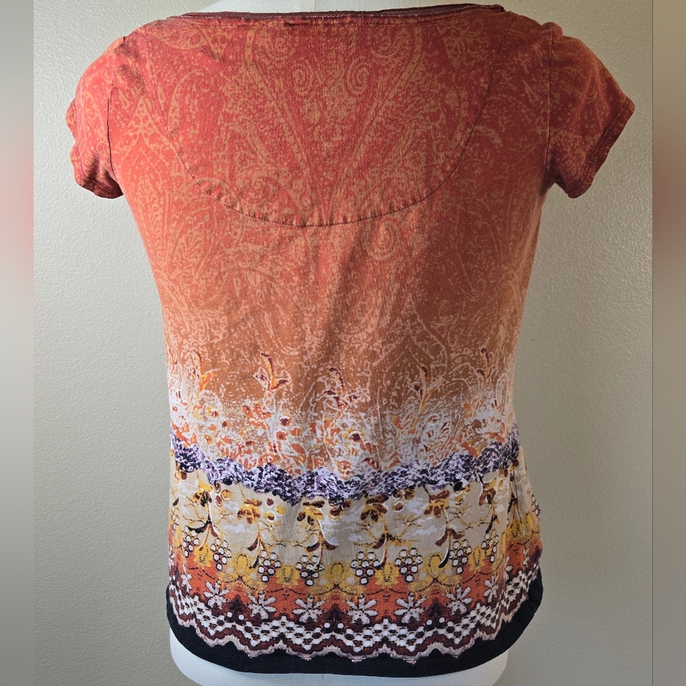 Axcess Boho Paisley Top Orange Small - Picture 5 of 9